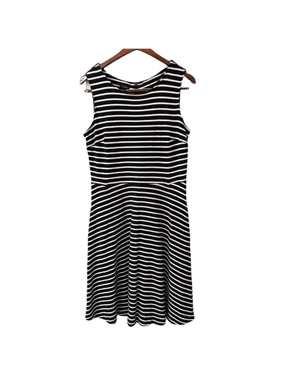 Talbots Black White Striped Sleeveless Dress Womens Medium Minimalist Classic